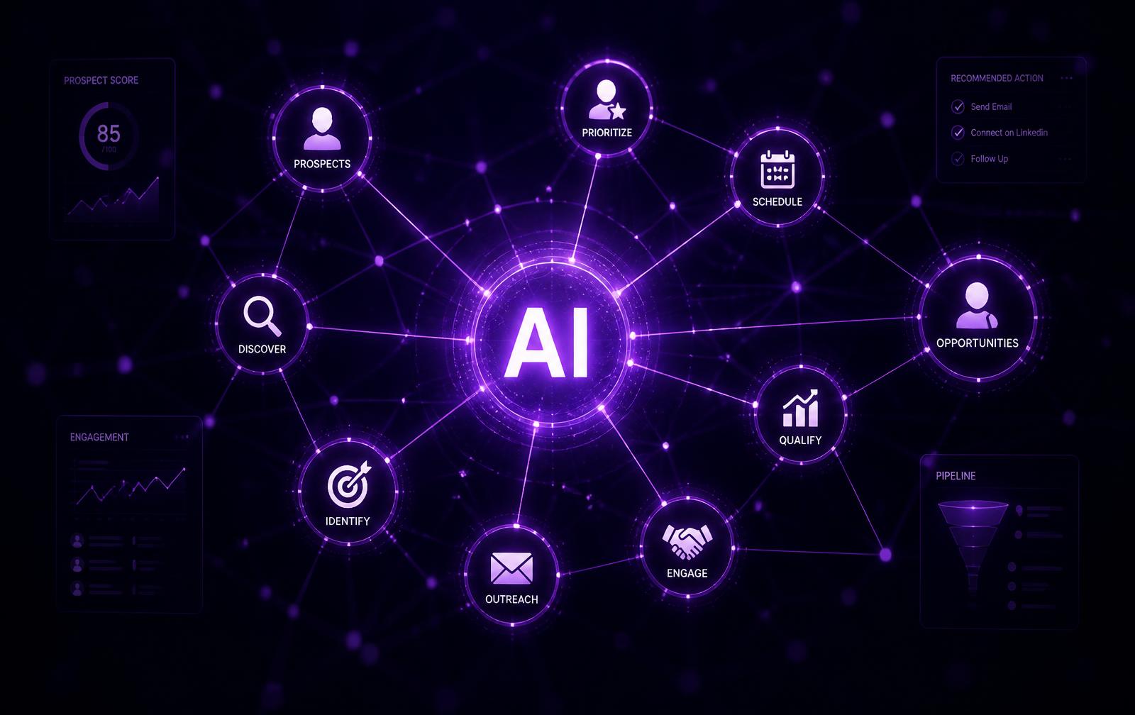 Rede digital de agentes de IA conectados para prospecção comercial